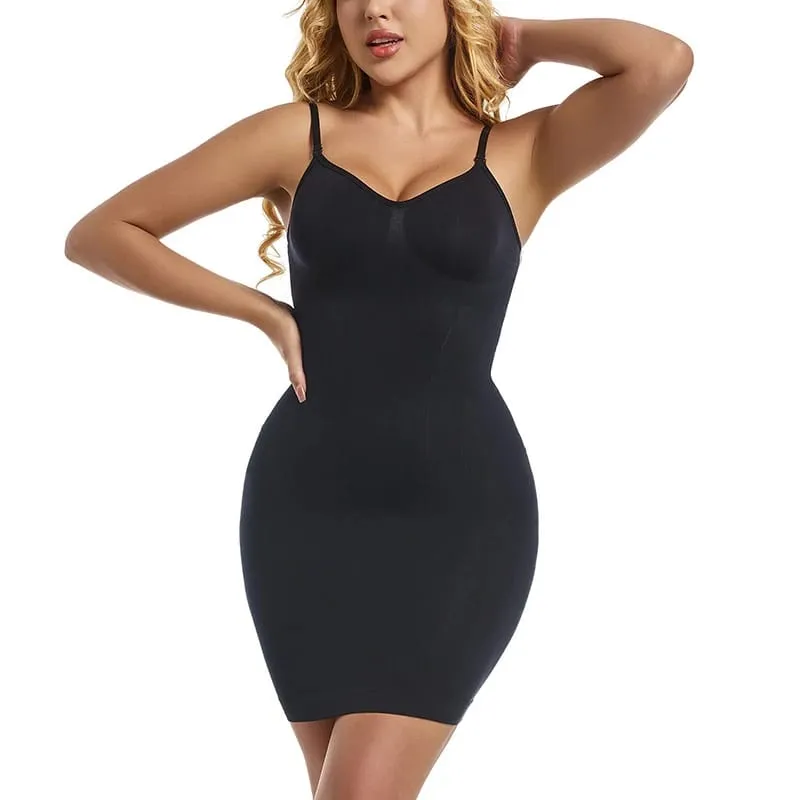 Wechery Female Clothing Body Shaper Tummy Control Dresses Soft Slips High Elasticity V-neck Strapless Women's Dress — image 8
