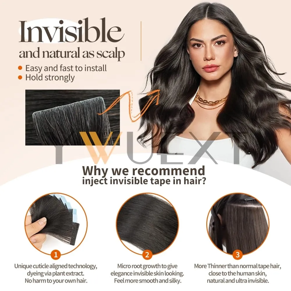 Invisible PU Skin Weft Hair Extensions Natural Straight Machine Remy Seamless Adhesive Tape In Human Hair 10pcs/pack