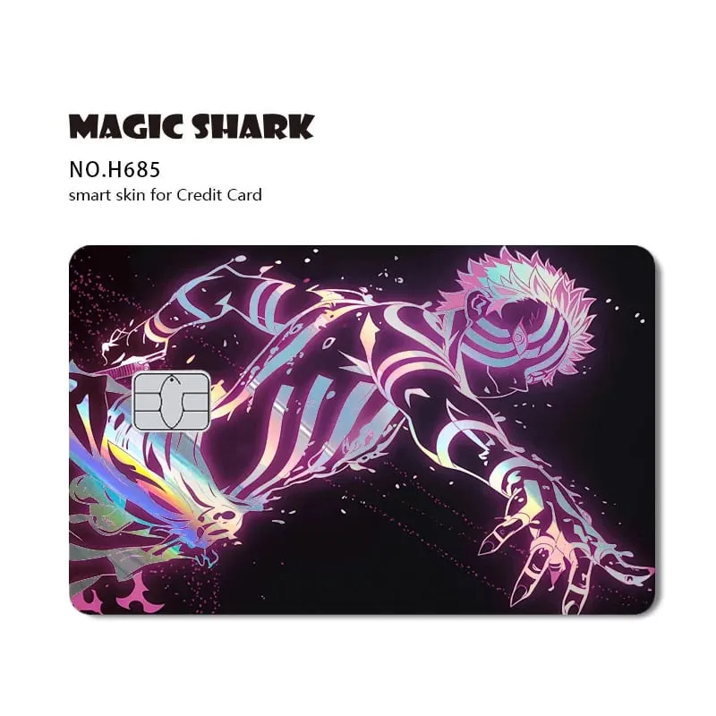 Magic Shark Cool Demon Slayers Anime Shinny Holographic Skin Cover Laser Sticker Film for Debit Credit Bank Card