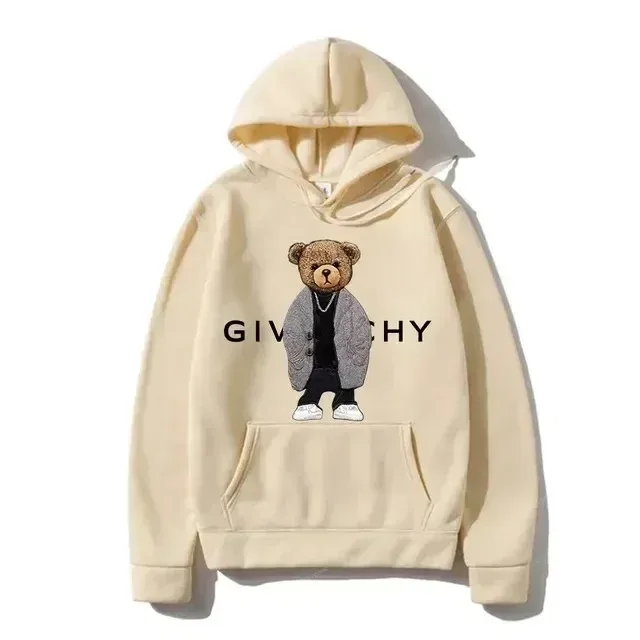 Men Women Unisex Autumn Winter Luxury Bear Print Hoodies Long Sleeve Fleece Pullover High Quality Free Shipping