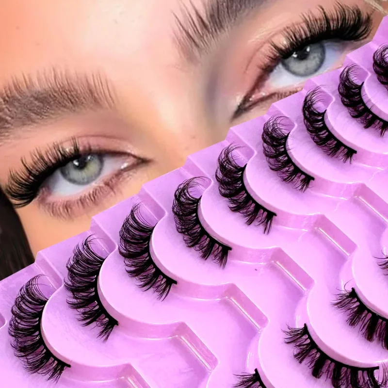 Halbe Wimpern, 10 Paar halbe Wimpern, weiche, natürliche Katzenaugen-Wimpern, Make-up-Werkzeug, künstliche Wimpern, Verlängerung, flauschige künstliche Wimpern