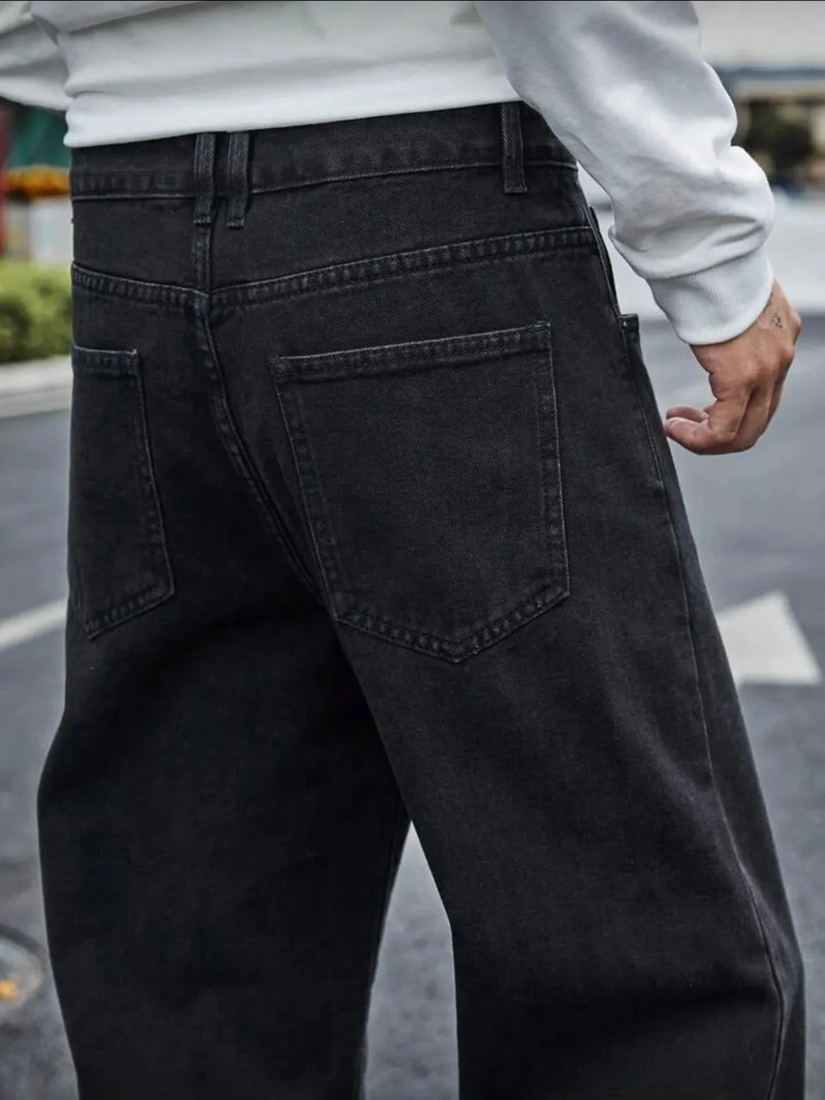 Men's Straight Jeans - Relaxed Fit with Great Drape Tummy & Slimming Dark Grey Wash