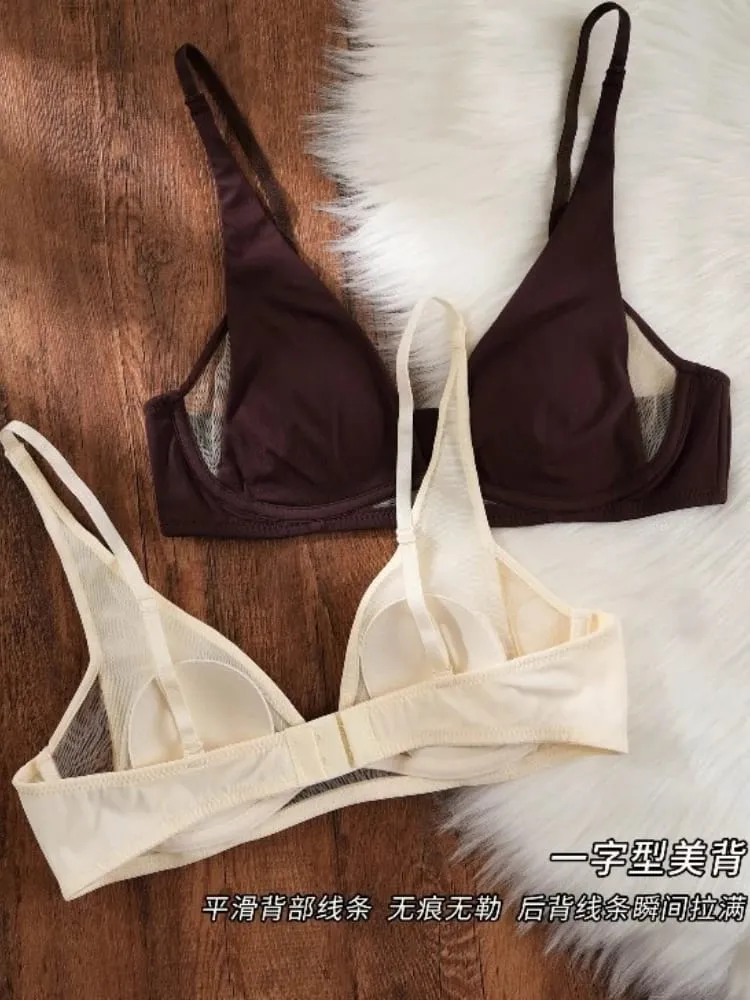 Sexy Deep V Rabbit Ear Bra Wireless Invisible Summer Bra for Women Thin Breathable Comfort Bralette Small Chest No Underwire