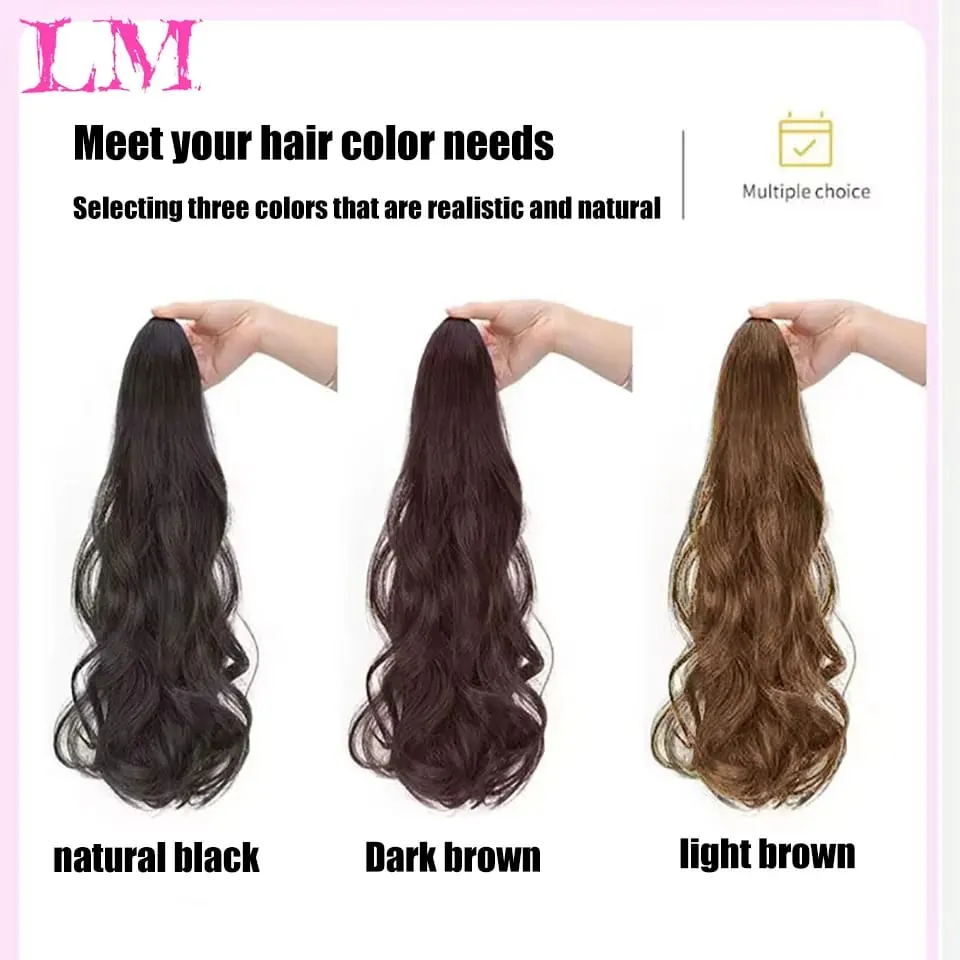 LM Synthetic Ponytail Extension Claw Curly Wavy Clip in Hairpiece Ponytail Hair Extensions Long Pony Tail Synthetic for Women