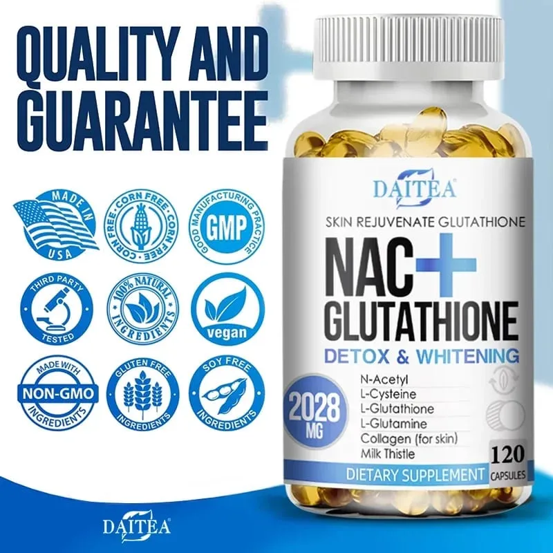 Daitea NAC Supplement - Milk Thistle Glutathione Collagen Capsules - Skin Health & Vitality Detoxification Immune Support