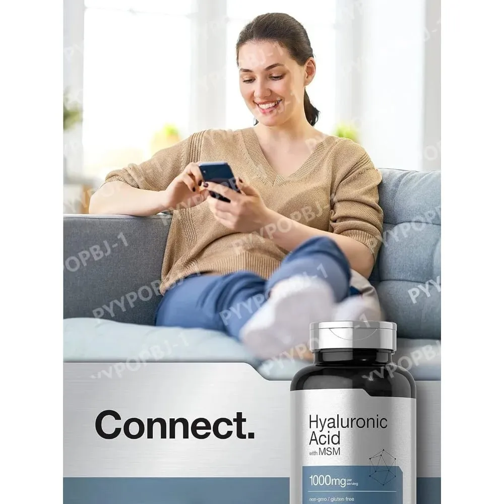 Hyaluronic Acid with MSM 1000 mg 120 Capsules Non GMO Gluten Free Supplement Bioavailable Formula
