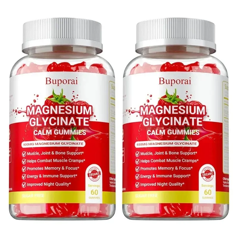 Magnesium Glycinate Gummies - For Sleep Reduce Leg Cramps & Muscle Pain Promote Physical and Mental Relaxation Boosts Energy