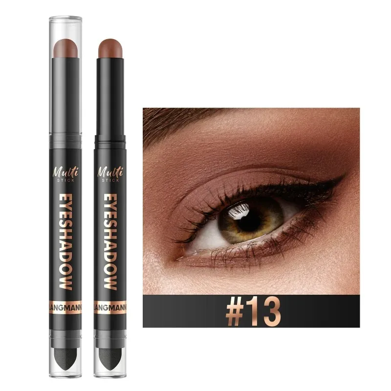 16 Colors Double Head Eyeshadow Stick Pearlescent Shimmer Brown High Waterproof Cream Eyes Shadow Pencil Long-Lasting Eye Makeup