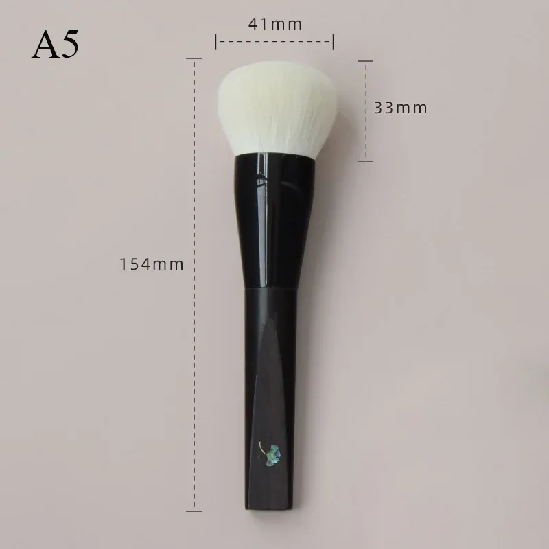 Shoushoulang Hand Crafted Makeup Brush Soft Tiny Tips Goat Hair 1PC Face Powder Blush Contour Brush Ebony Handle Makeup Brushes