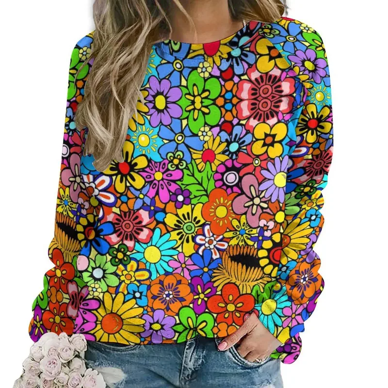 Fashion Butterfly flowers Women round-neck sweatshirt 3D Print Streetwear Autumn Y2k Sweatshirts Pullovers Woman Clothing Tops