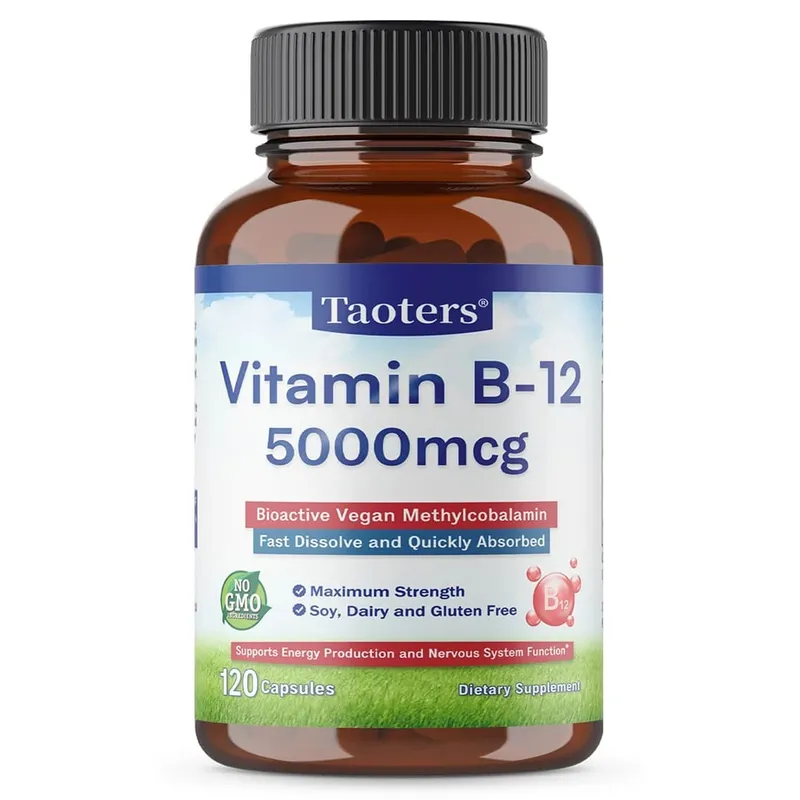 Vitamin B12 5000 Mcg - Supports Heart Health Nervous System Promotes Metabolism Increases Energy Levels Relieves Fatigue