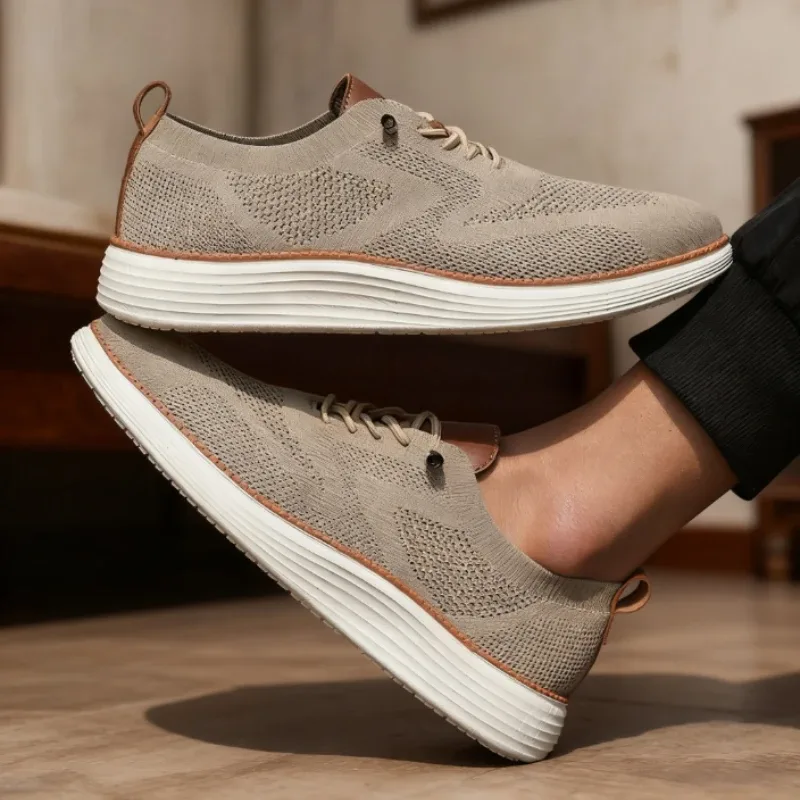 Men Casual Walking Shoes Breathable Mesh Knit Sneakers Hot Selling Bestselle Lightweight Non-slip Flat Lace Up Running Shoes Men