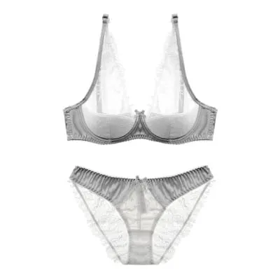 style thin cup cotton young ladies underwear lash transparent sexy women summer bra set lace female lingerie plus size