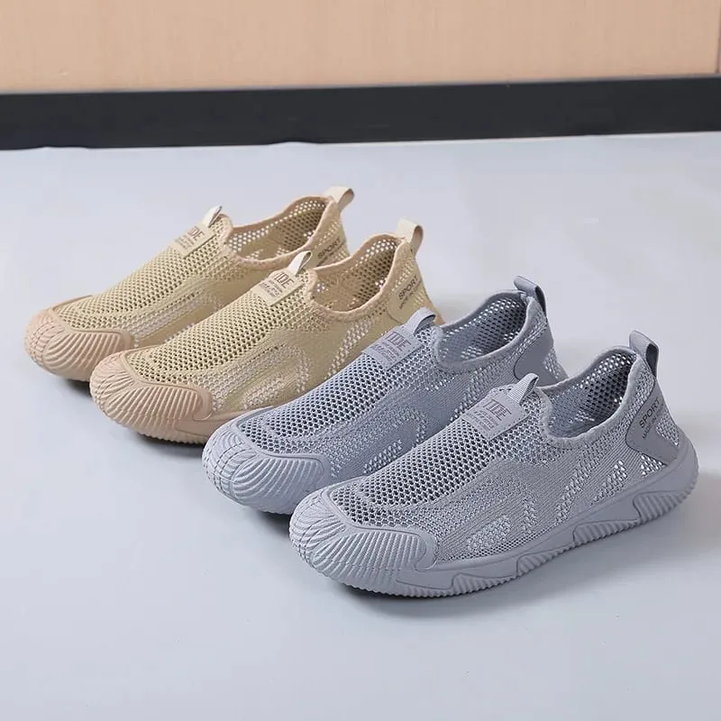 Men's Casual Shoes Summer New Fashion Fly Weave Breathable Mesh Outdoor Non Slip Sneakers Lightweight Comfortable Slip on Flats