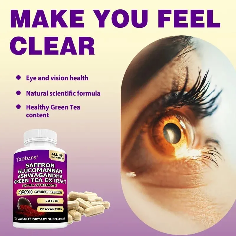 Saffron Supplements with Ashwagandha - Mood Balance Stress Relief & Mental Clarity – Cortisol Support for Women & Men