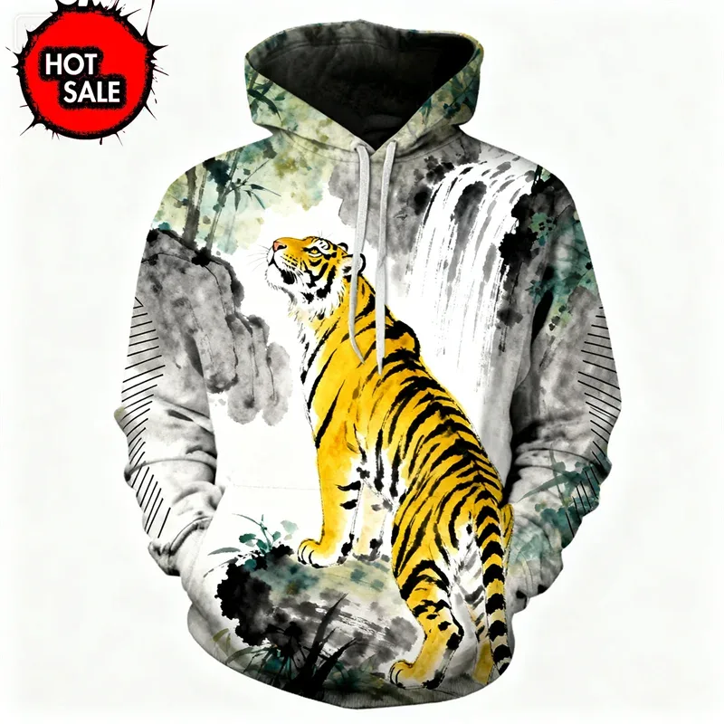 Fashion Animal Tiger Wolf 3D Printed Hoodies For Man Women Hooded Oversized New In Jackets Sweatshirts Man Tracksuit Coat Tops