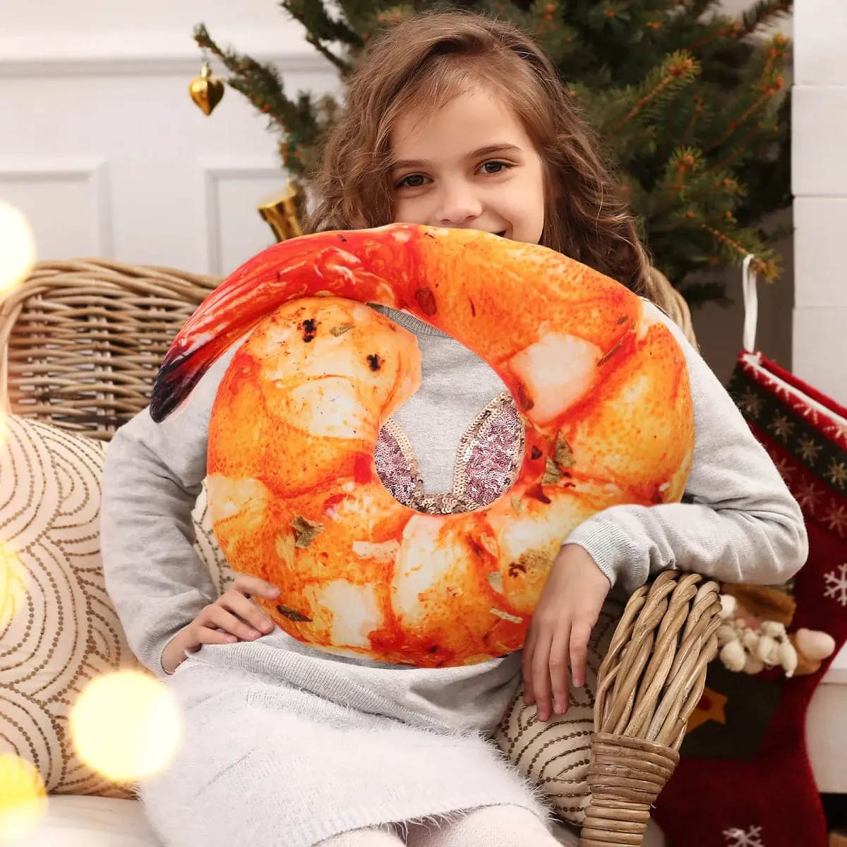 Cute Cooked Shrimp Pillow Soft Huggable Neck Rest Cushion Unique Kitchen Decor Prop Simulation Food Pillow Lifelike Shrimp