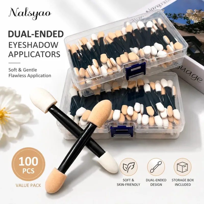 Applicator 50/100/200PCS Disposable Dual Sides Eye Shadow Sponge Applicators with Container Length Eyeshadow Brushes Makeup