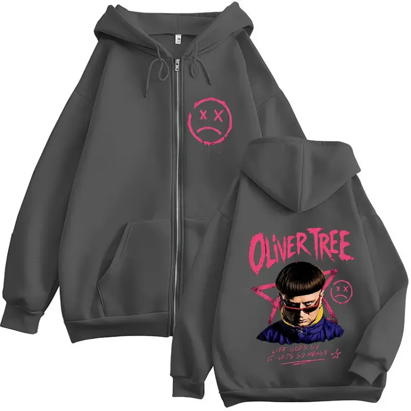 Rest in Peace Oliver Tree Zipper Hoodies Tribute Life Goes on 1993-2026 Memorial Men's Fashion Hip Hop Zip Up Hooded Sweatshirts