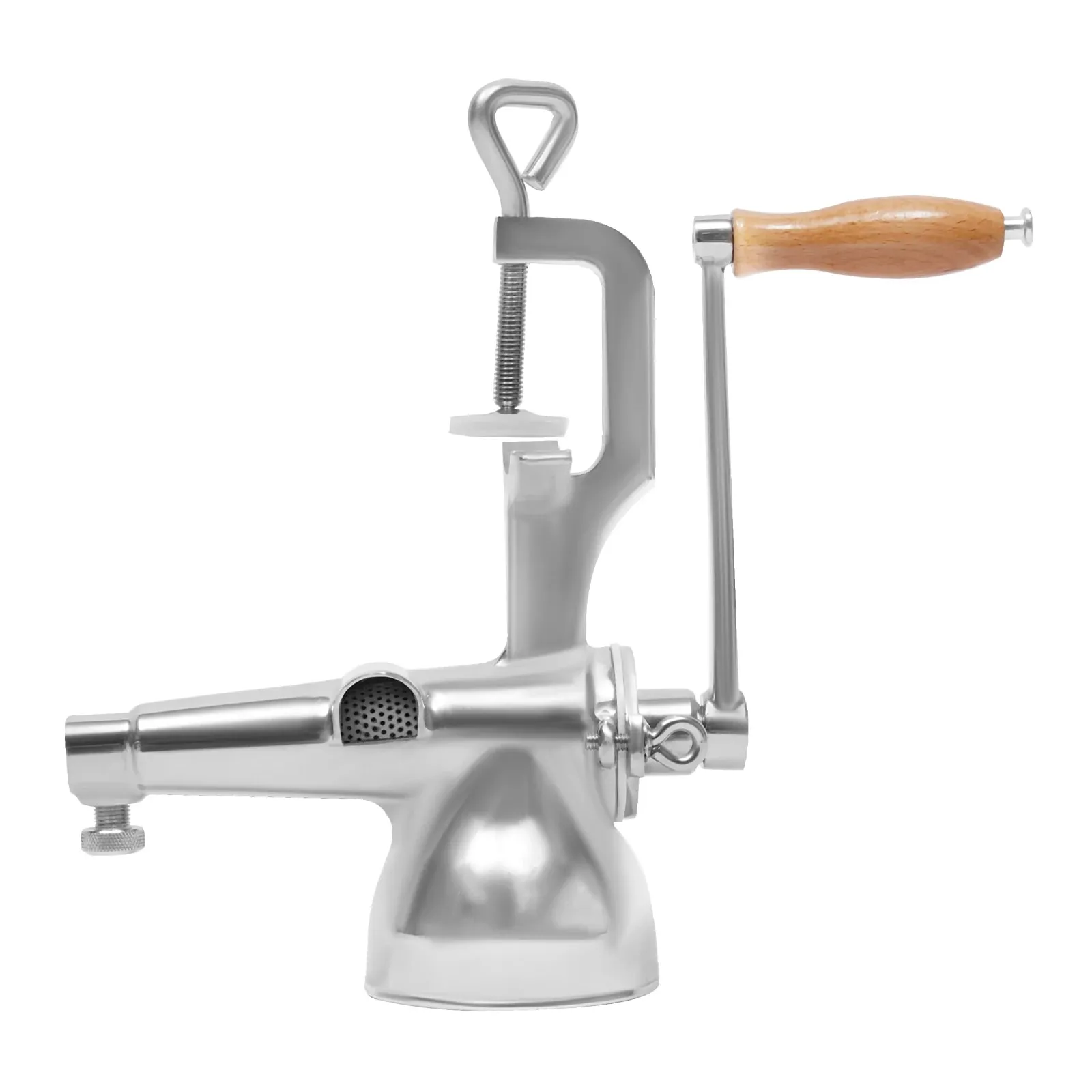 Manual Juice Squeezer – 304 Stainless Steel – C-Clamp Base – 3.54" Inlet – for Wheatgrass Vegetable Fruit – Easy Clean – Home & Commercial – Silver