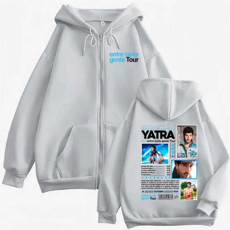 Sebastian Yatra Entre Tanta Gente Tour 2026 Zipper Sweatshirts Men's Clothing Hooded Fashion Hip Hop Zip Up Hoodies Coats Jacket