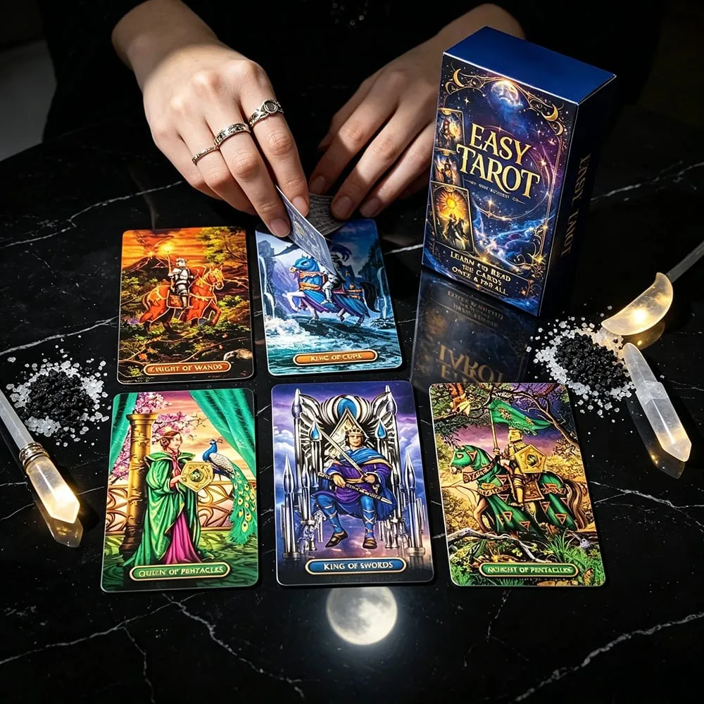 Easy Tarot Deck 78 Cards Learn To Read Tarot Cosmic Starry Sky Cards For Beginner Friendly Witch Divination Board Game Card Game