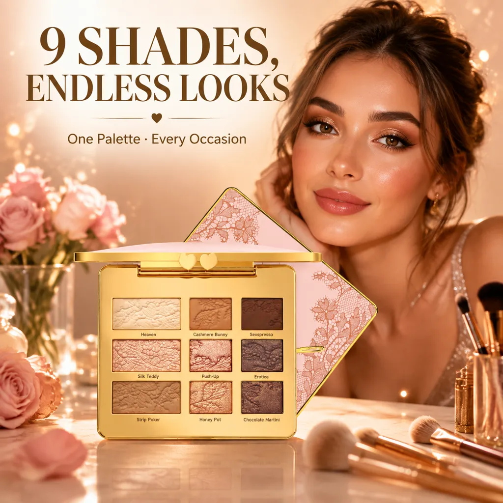 Cute Chic 9 Color Eyeshadow Palette Matte Shimmer Eyeshadow Powder Mini Portable Travel Makeup Palette Versatile Eye Shadow