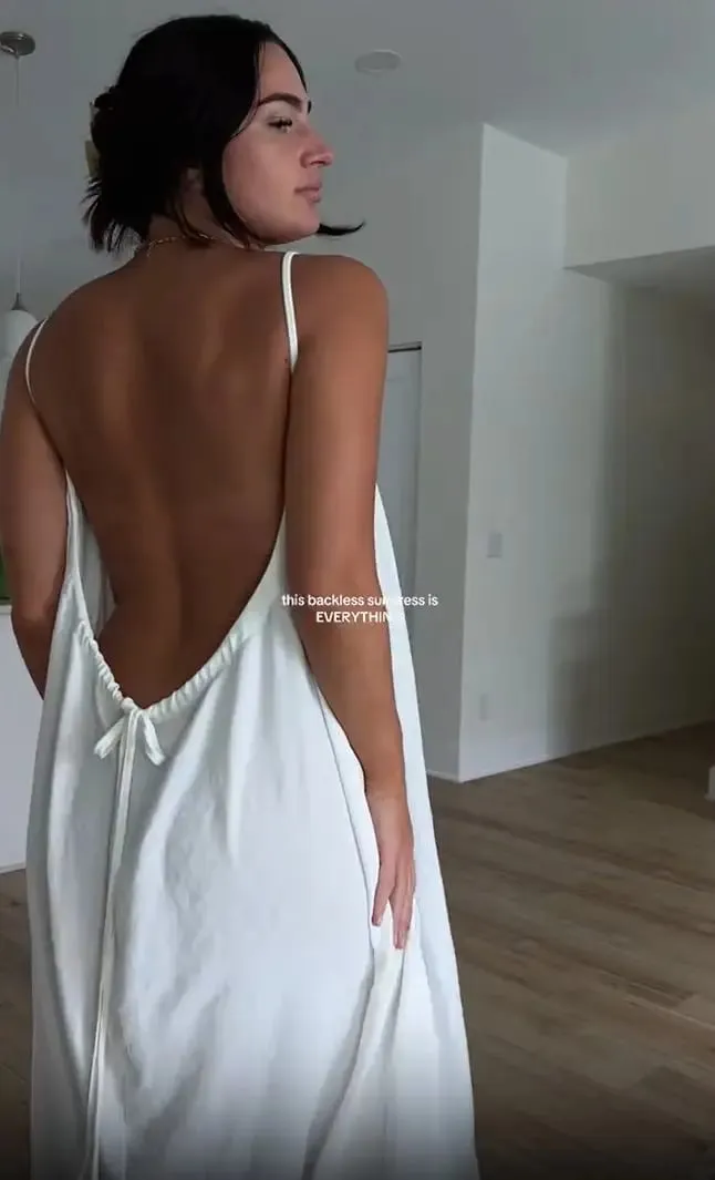 Vestido cami feminino de cor sólida sem costas com tiras vestido de salão aberto nas costas comprimento maxi com ajuste relaxado confortável para casa