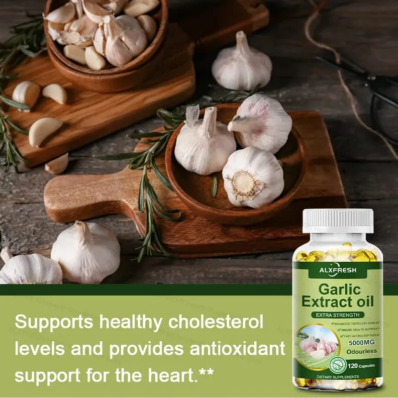 Garlic Oil Capsules Supplement for Balance Cholesterol Levels Support Heart and Cardiovascular Health Organic Non-GMO