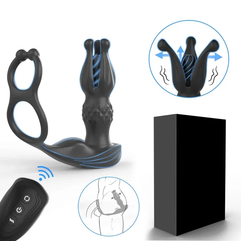 Prostate Massager Anal Vibrator Male Sex Toys for Men Anal Plug 9 Tension Shock Flapping Thrusting Vibrating Butt Plug Dildo 18+