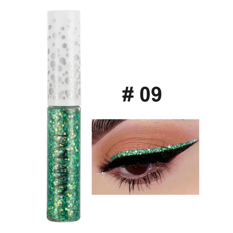 12 Renk Parlak Göz Gömlekleri Pigment Gümüş Gül Altın Renk Glitter Likit Eyeliner Metalik Renkli Makyaj Kadınlar Için