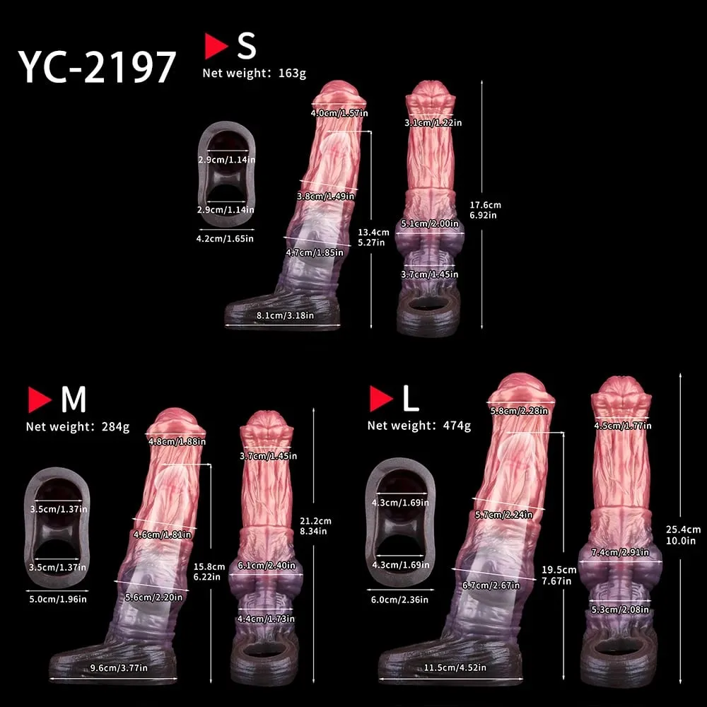 10inch Horse Penis Sheath For Delay Ejaculating Sex Toy For Penis Enlargement Cock Cover Resuable Condom S M L Size