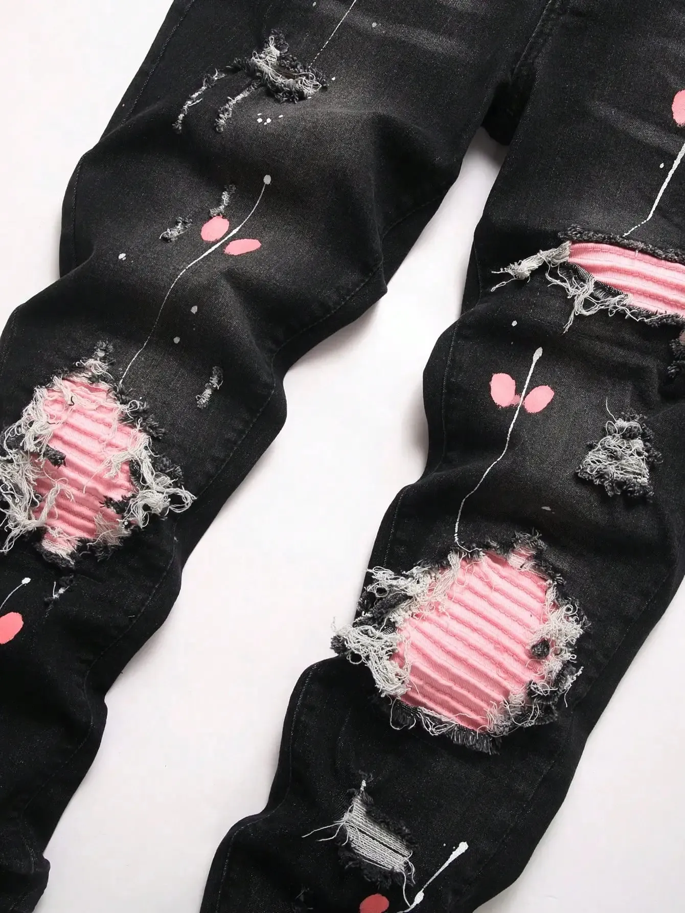 Jean en Denim déchiré pour hommes, pantalon slim hip-hop, décontracté, coupe cintrée, avec broderie patchwork, streetwear