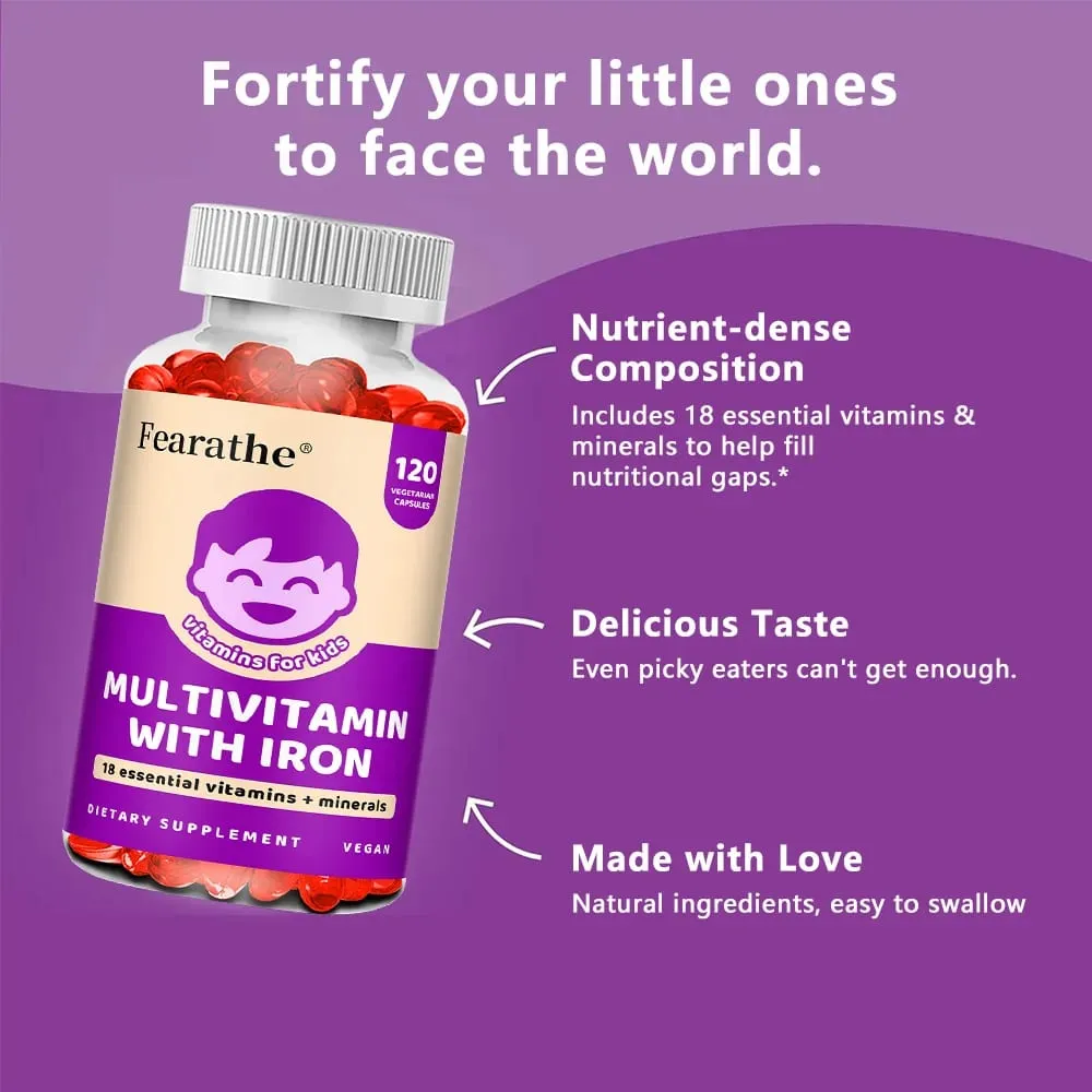 Kids Multivitamin Capsules - A C D3 K Zinc & B-Vitamins Nutritional Supplement for Growth Energy Immunity & Body Wellness