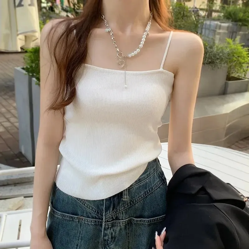 Summer Sleeveless Camis Backless Strap Tank Top Casual Women Halter Crop Tops Slim Solid Short Female Tube Cropped Vest 2026