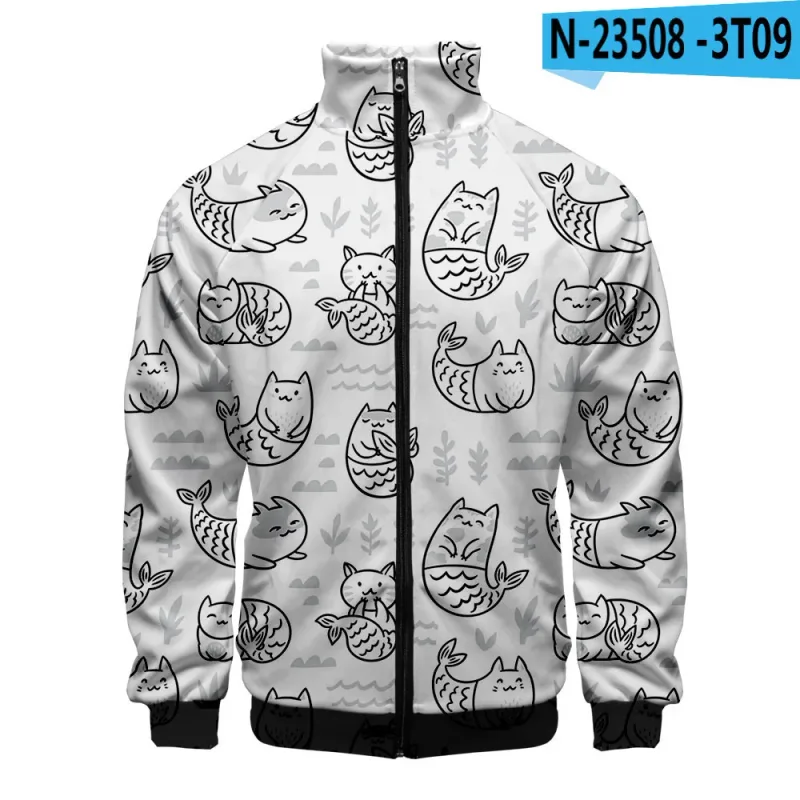 Popular Marine animals dolphin 3D Print Zipper Raglan Jacket Windbreaker Boys/Girls Comfortable Stand Collar Jackets Coats