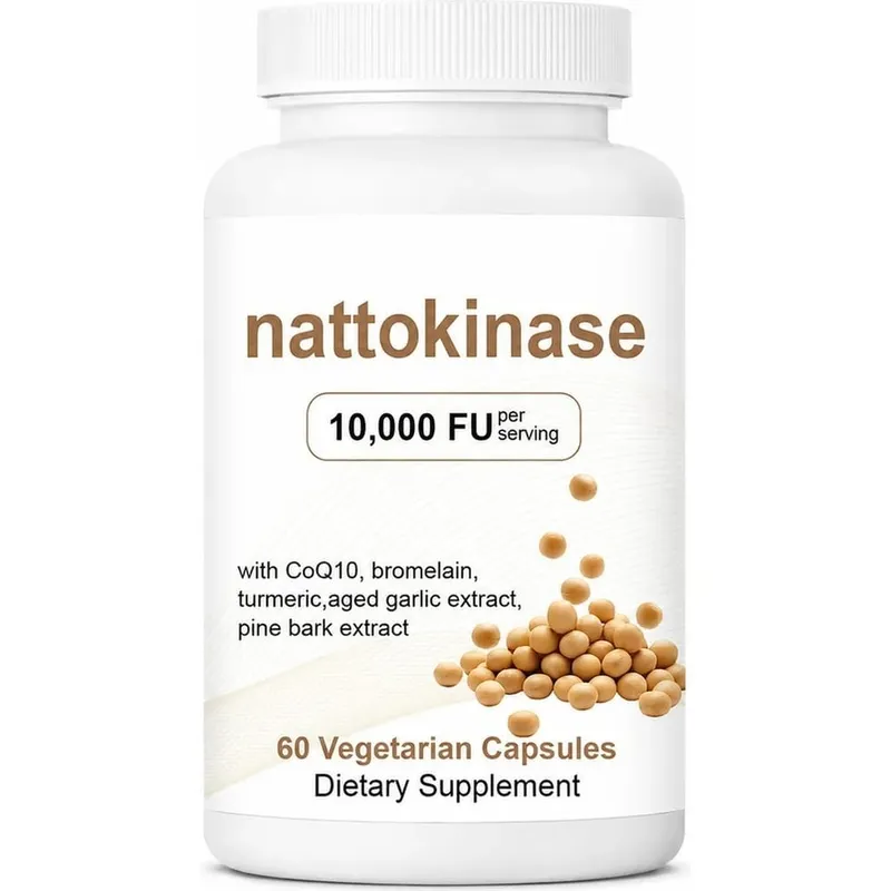 Nattokinase 10000 FU Per Serving Supports Heart Health Cardiovascular Blood Flow CoQ10 Bromelain Turmeric 60 Veggie Caps