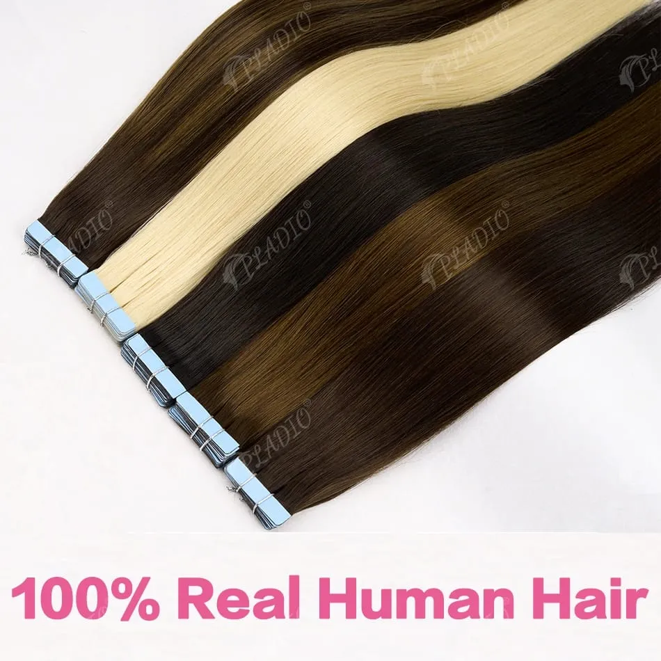 Tape in Hair Extensions Human Hair Color P18-60 14-22Inch 50g 20pcs Skin Weft Seamless Tape in Real Remy Straight Hair for Women