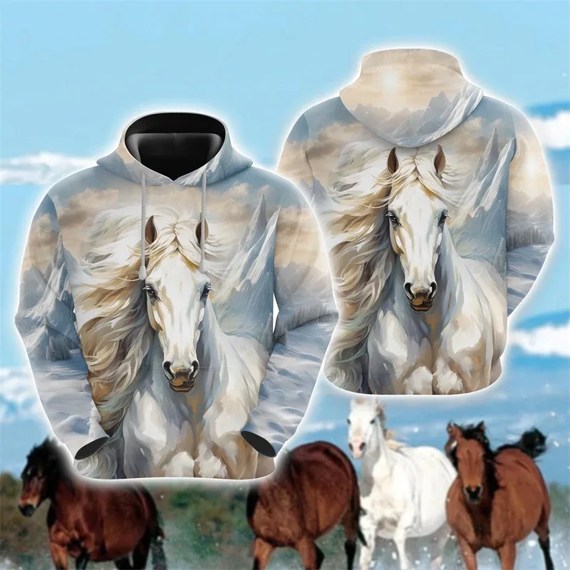 Animal Horse 3D Print Hoodies Autumn Men Women Casual Fashion Oversized Sweatshirts Hoodie Male Pullovers Tracksuit Man Clothing