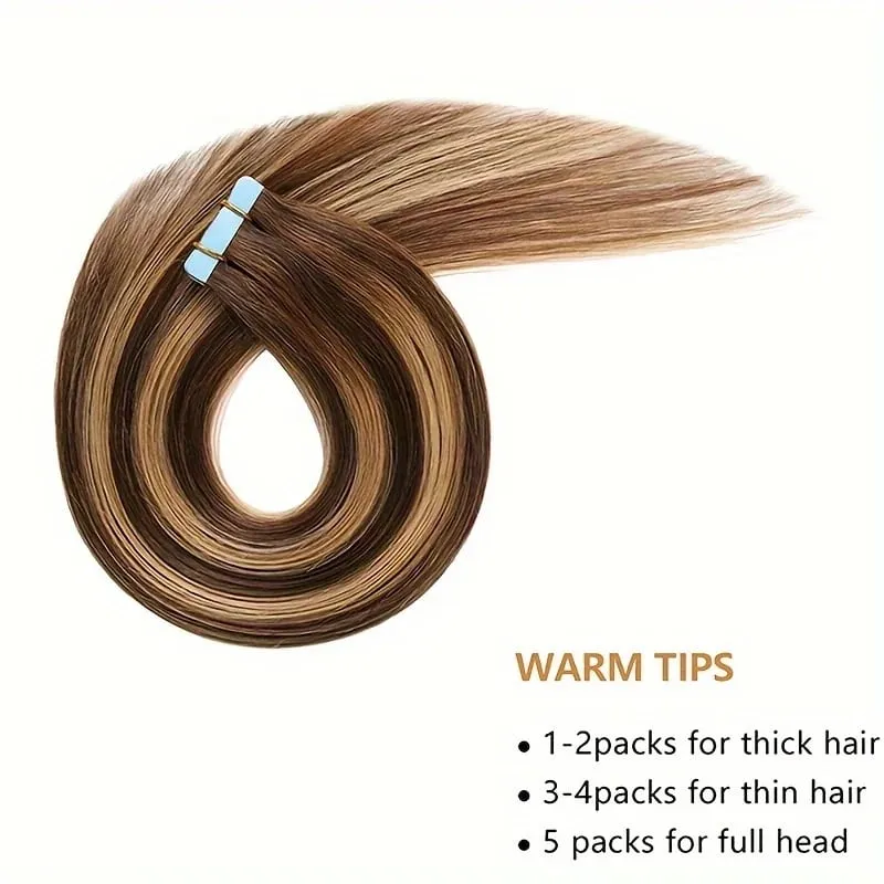 Ugeat Tape in Synthetic Hair Extensions 24' Machine Remy Hair Straight Hair Ombre Blonde Color Hair 3g/Pcs 30G/10 Pcs