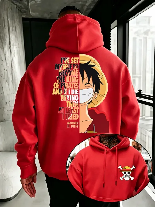 One Piece Anime Hoodie Monkey D Luffy Citaat Print Streetwear Unisex Mannen Vrouwen Oversized Casual Sweatshirts Lange Mouw