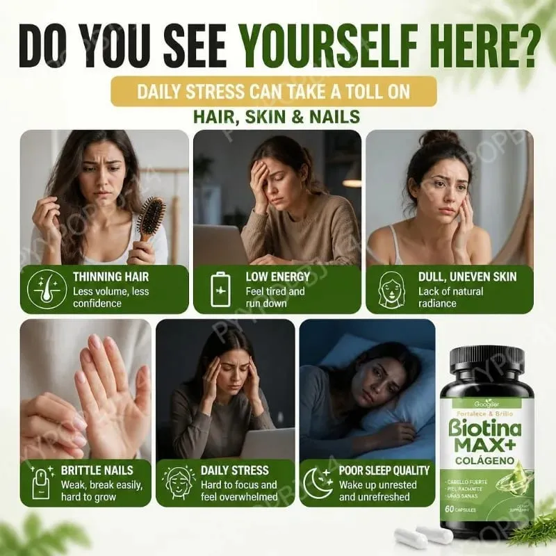 Googeer Biotin Collagen Capsules for Hair Skin and Nail Support with Zinc Selenium and Hydrolyzed Keratin Extract 60 Capsules