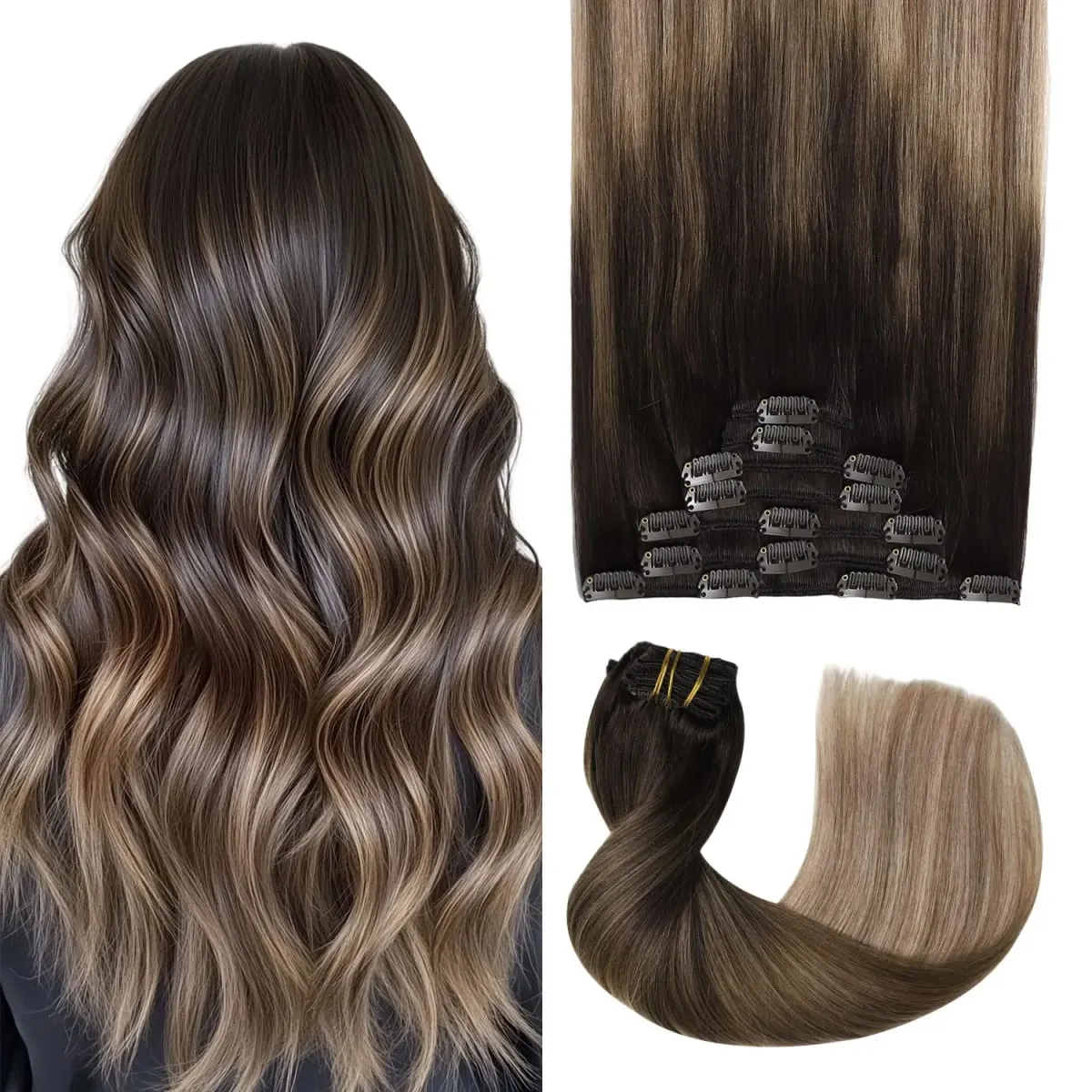 Sweetmet Pro2.0 Clip in Hair Extensions Real Human Hair 120g Thick 7pcs #60 Platinum Blonde Remy Real Human Hair Extensions Clip ins Seamless Double Weft for Women
