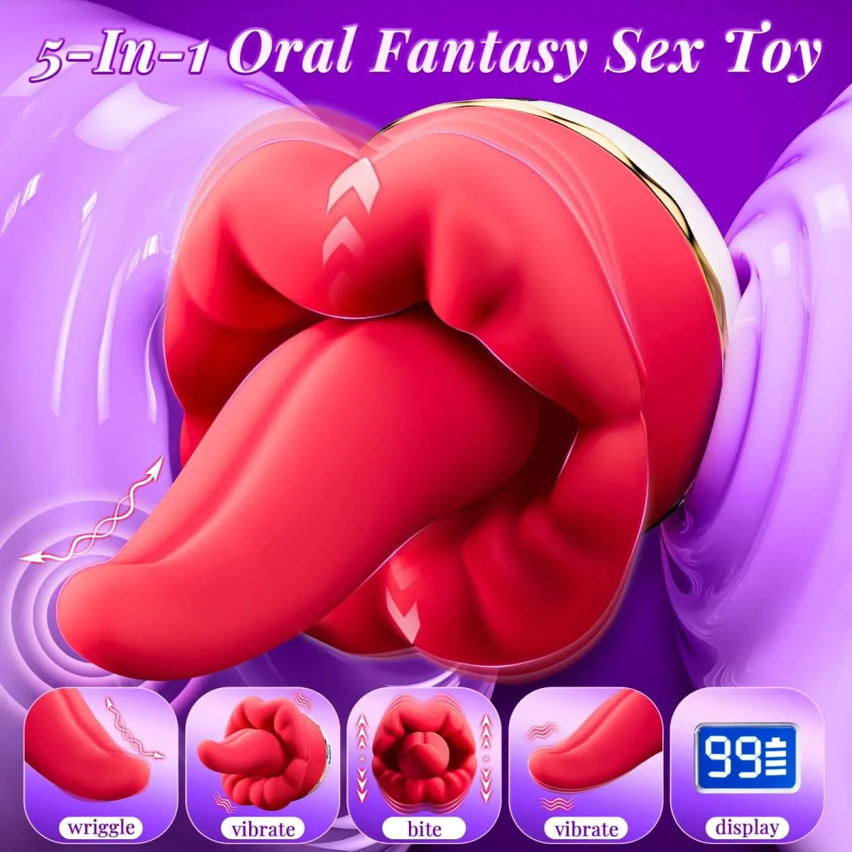 Adult Strong Long Tongue Licking Vibrator Clitoral Stimulation Female Nipple Anal G-Spot Orgasm Sex Toy for Women Pleasure 18+