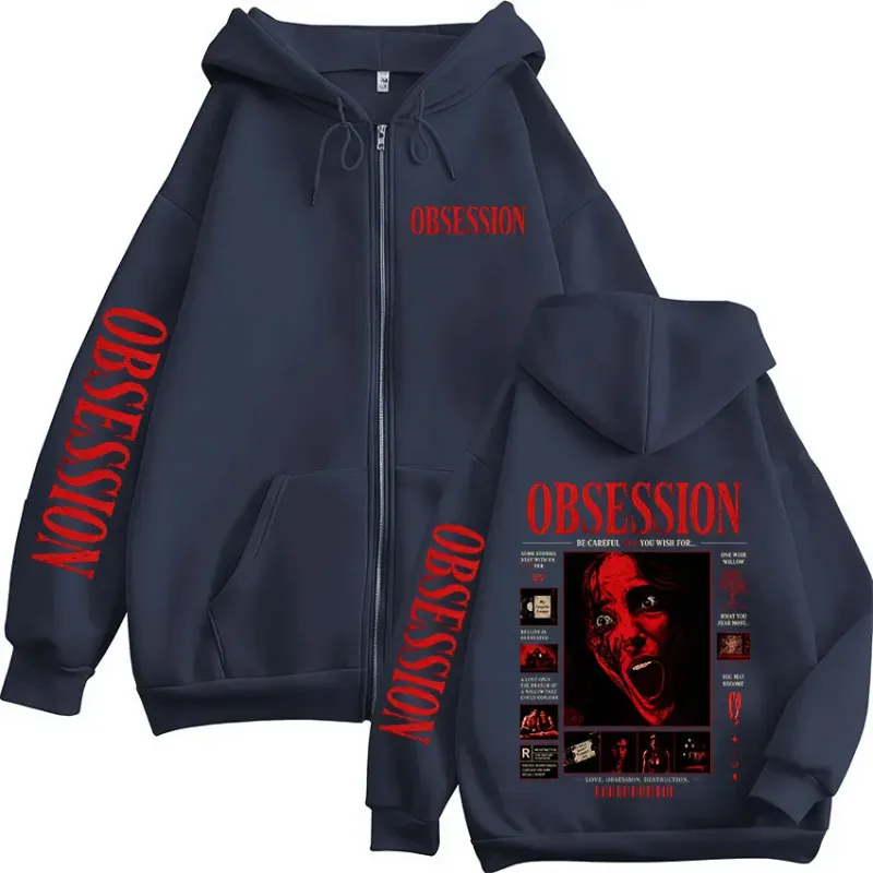 Horror Movie Obsession Nikki Merch Zipper Hoodies Men's Women Casual Loose Long Sleeves Zip Up Hooded Sweatshirts Jackets Coats