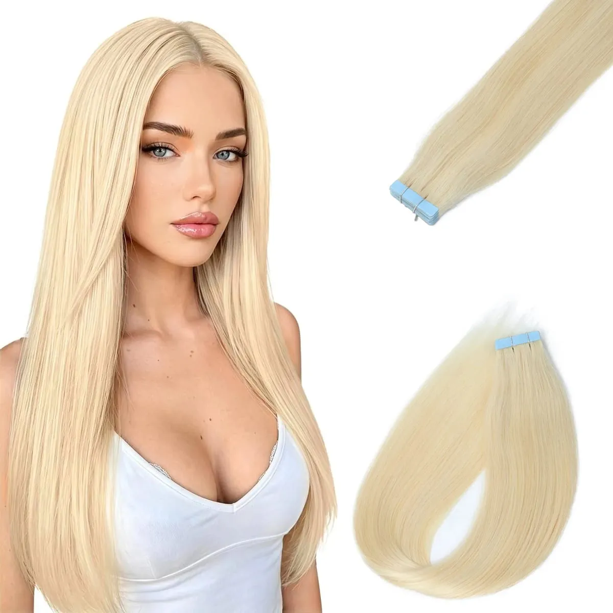 Tape in Hair Extensions Human Hair 12-20 Inch 30g 20pcs Skin Weft Seamless Tape in Real Remy Straight Hair for Women Daily Use