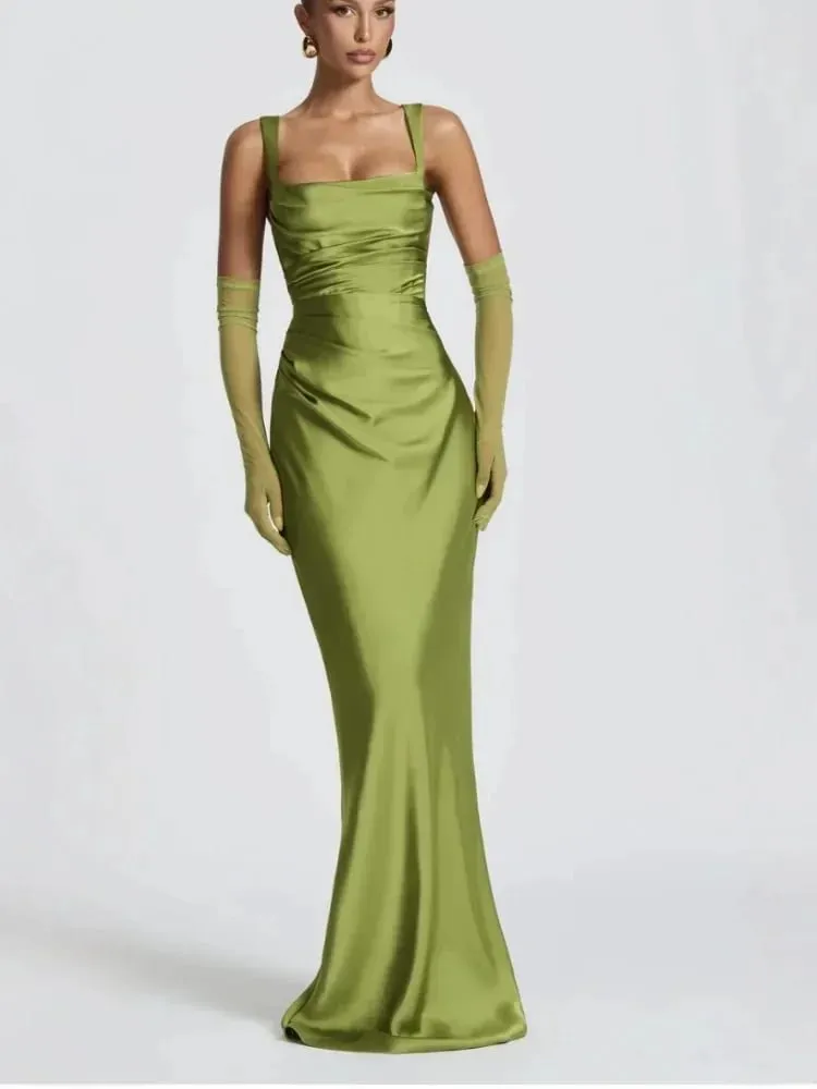Elegant Scarf Collar Sling Women Summer Dress Solid Sleeveless Off-shoulder Slim Maxi Dresses 2026 Lady Chic Evening Party Gown