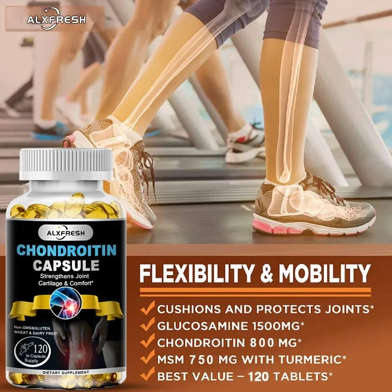 Alxfresh Glucosamine Chondroitin dengan MSM Kunyit Vitamin D untuk Suplemen Pendukung Sistem Kekebalan Kalsium Penyerapan Tulang