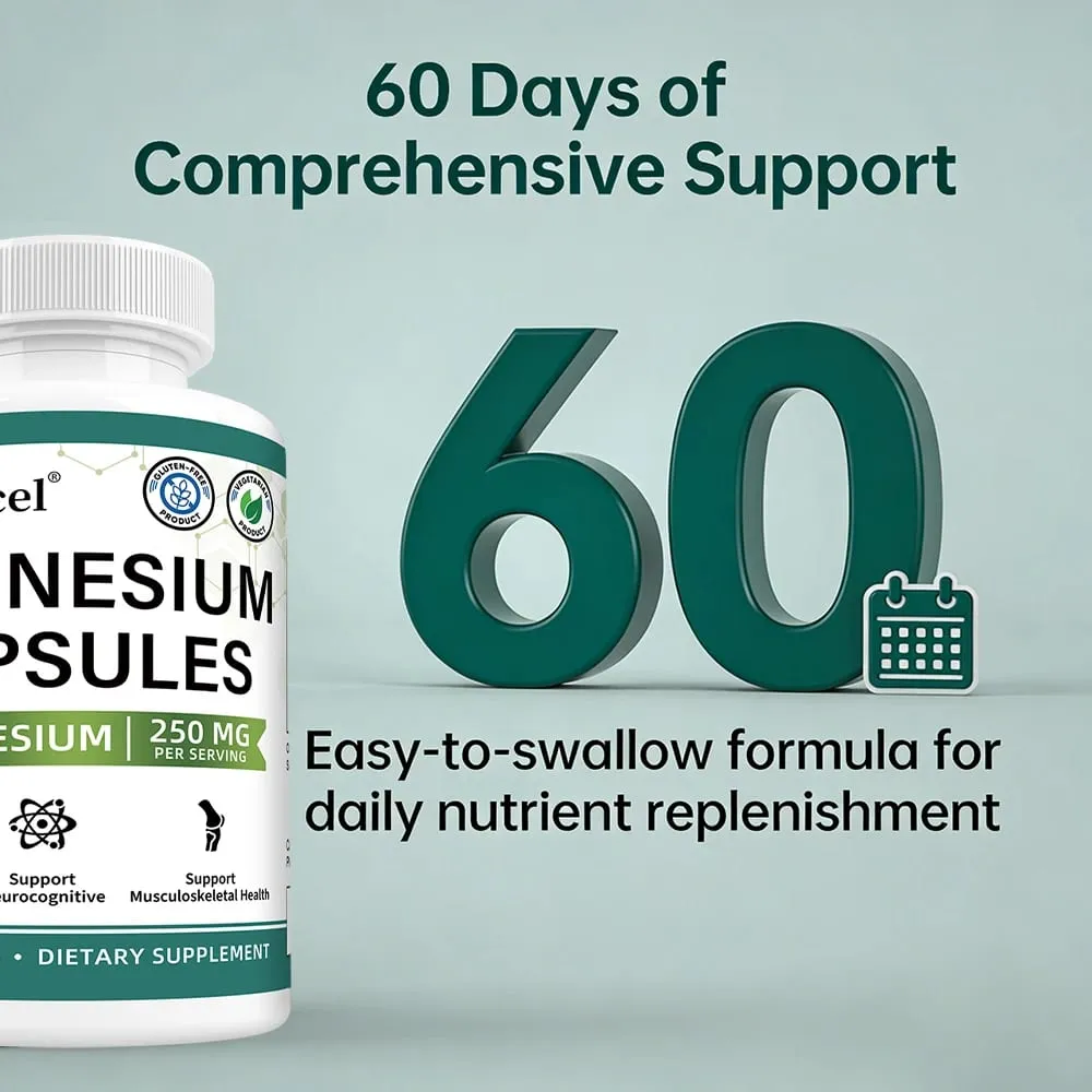 Magnesium Glycinate Capsules with Zinc Vitamin D3 & B6 Support Sleep Quality Mood Nerve Muscle Bone Heart & Immune Health
