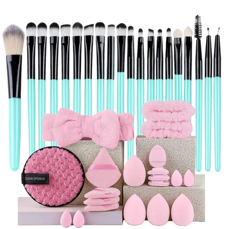 20pcs Makeup Brush Set Soft Fluffy Cosmetic Foundation Powder Eyeshadow Kabuki Blending Make Up Brush Beauty Tool Makeup Sponge